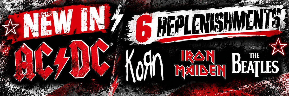 DELIVERIES: ACDC New Accessory, Korn, Iron Maiden & Beatles Replenishments
