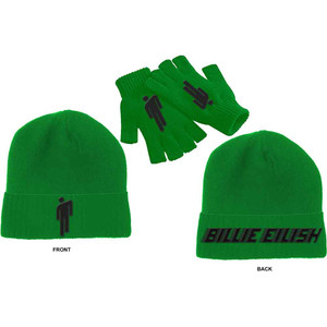 Billie Eilish Unisex Beanie Hat & Glove Set: Blohsh (Jelly Bean Green) Billie Eilish Unisex Beanie Hat & Glove Set: Blohsh (Jelly Bean Green)