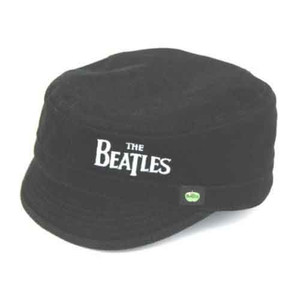 The Beatles Unisex Military Style Hat: Corduroy Drop T Logo (Black) (QUARANTINE:DISCONTINUED)