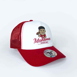 Tokyo Time Unisex Mesh Back Cap: NFLPA Patrick Mahomes Emoji (White & Red) Tokyo Time Unisex Mesh Back Cap: NFLPA Patrick Mahomes Emoji (White & Red)