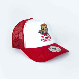 Tokyo Time Unisex Mesh Back Cap: NFLPA Tom Brady Emoji (White & Red) Tokyo Time Unisex Mesh Back Cap: NFLPA Tom Brady Emoji (White & Red)