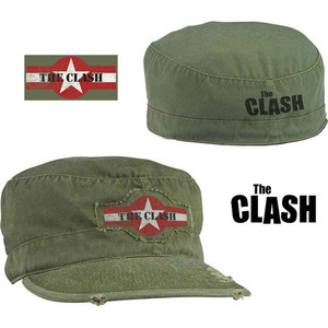 The Clash Unisex Distressed Military Cap: Star Logo (Olive Green) The Clash Unisex Distressed Military Cap: Star Logo (Olive Green)