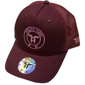 Tokyo Time Unisex Mesh Back Cap: TT Core Pink Logo (Maroon Red) Tokyo Time Unisex Mesh Back Cap: TT Core Pink Logo (Maroon Red)