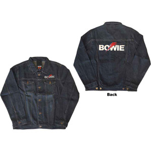 David Bowie Unisex Denim Jacket: Flash Logo (Denim Blue) (Back Print) David Bowie Unisex Denim Jacket: Flash Logo (Denim Blue) (Back Print)