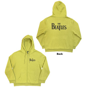 The Beatles Unisex Zipped Hoodie: Drop T Logo (Green) (Back Print)
