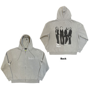 The Beatles Unisex Zipped Hoodie: White Album (Marl Grey) (Back Print)