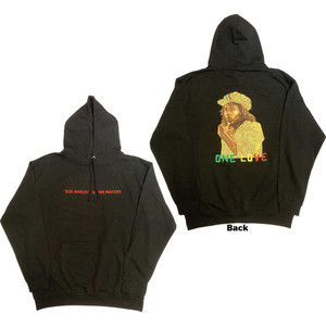 Bob Marley Unisex Pullover Hoodie: Wailers One Love Portrait (Black) (Back Print & Embellished) Bob Marley Unisex Pullover Hoodie: Wailers One Love Portrait (Black) (Back Print & Embellished)