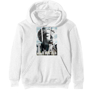 Tupac Unisex Pullover Hoodie: LA Skyline (White) Tupac Unisex Pullover Hoodie: LA Skyline (White)