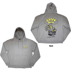 Green Day Unisex Zipped Hoodie: Longview Doodle (Grey) (Back Print) Green Day Unisex Zipped Hoodie: Longview Doodle (Grey) (Back Print)