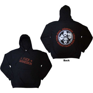Maneskin Unisex Pullover Hoodie: Fuck Maneskin (Black) (Back Print & Ex-Tour) Maneskin Unisex Pullover Hoodie: Fuck Maneskin (Black) (Back Print & Ex-Tour)
