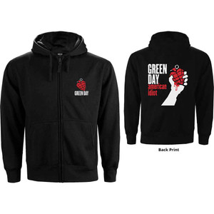 Green Day Ladies Zipped Hoodie: American Idiot (Black) (Back Print) Green Day Ladies Zipped Hoodie: American Idiot (Black) (Back Print)