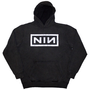Nine Inch Nails Unisex Stone Wash Pullover Hoodie: Classic Logo (Charcoal Grey) (Wash Collection) Nine Inch Nails Unisex Stone Wash Pullover Hoodie: Classic Logo (Charcoal Grey) (Wash Collection)