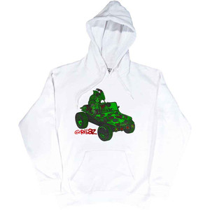 Gorillaz Unisex Pullover Hoodie: Green Jeep (White) Gorillaz Unisex Pullover Hoodie: Green Jeep (White)