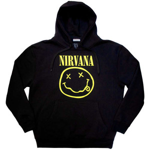 Nirvana Unisex Pullover Hoodie: Yellow Happy Face (Black) Nirvana Unisex Pullover Hoodie: Yellow Happy Face (Black)
