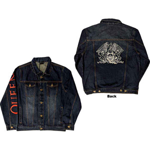 Queen Unisex Denim Jacket: White Crest (Denim Blue) (Back Print) Queen Unisex Denim Jacket: White Crest (Denim Blue) (Back Print)