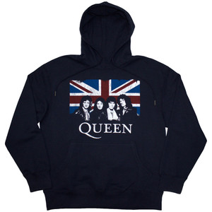 Queen Unisex Pullover Hoodie: Union Jack (Navy Blue) Queen Unisex Pullover Hoodie: Union Jack (Navy Blue)