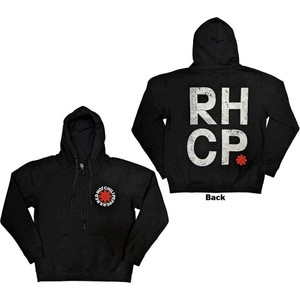 Red Hot Chili Peppers Unisex Zipped Hoodie: Red Asterisk (Black) (Back Print) Red Hot Chili Peppers Unisex Zipped Hoodie: Red Asterisk (Black) (Back Print)