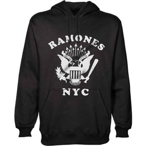 Ramones Unisex Pullover Hoodie: Retro Eagle New York City (Black)
