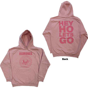 Ramones Unisex Pullover Hoodie: Pink Hey Ho Seal (Pink) (Back Print)