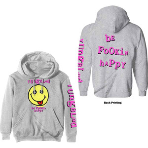 Yungblud Unisex Pullover Hoodie: Raver Smile (Off White) (Back Print)