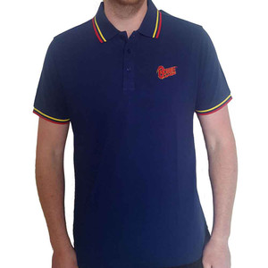 David Bowie Unisex Polo Shirt: Flash Logo (Navy Blue) David Bowie Unisex Polo Shirt: Flash Logo (Navy Blue)