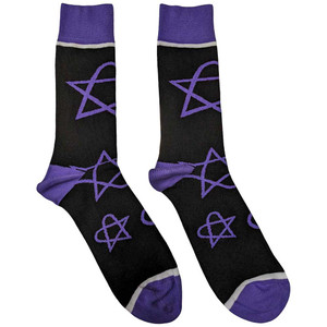 HIM Unisex Ankle Socks: Purple Heartagrams (Black) (UK Size 7 - 11) HIM Unisex Ankle Socks: Purple Heartagrams (Black) (UK Size 7 - 11)