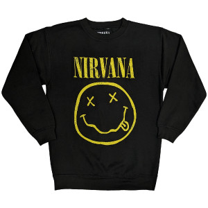 Nirvana Unisex Sweatshirt: Yellow Happy Face (Black) Nirvana Unisex Sweatshirt: Yellow Happy Face (Black)