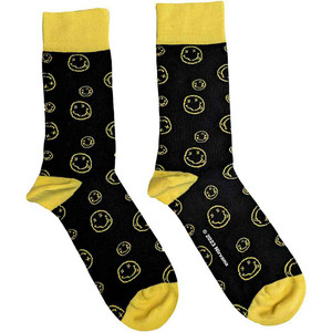 Nirvana Unisex Ankle Socks: Outline Happy Faces (Black) (UK Size 7 - 11) Nirvana Unisex Ankle Socks: Outline Happy Faces (Black) (UK Size 7 - 11)