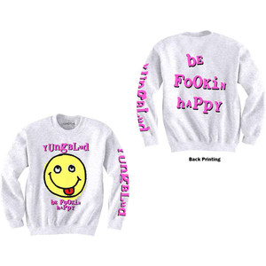 Yungblud Unisex Sweatshirt: Raver Smile (White) (Back & Sleeve Print) Yungblud Unisex Sweatshirt: Raver Smile (White) (Back & Sleeve Print)
