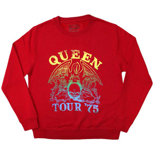Queen Unisex Sweatshirt: Tour '75 Crest (Red) (Oversized) Queen Unisex Sweatshirt: Tour '75 Crest (Red) (Oversized)