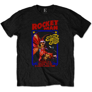 Elton John Unisex T-Shirt: Rocketman Feather Suit (Black) Elton John Unisex T-Shirt: Rocketman Feather Suit (Black)