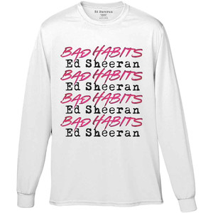 Ed Sheeran Unisex Long Sleeve T-Shirt: Bad Habits Stack (White) Ed Sheeran Unisex Long Sleeve T-Shirt: Bad Habits Stack (White)