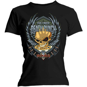 Five Finger Death Punch Ladies T-Shirt: Trouble (Black) Five Finger Death Punch Ladies T-Shirt: Trouble (Black)