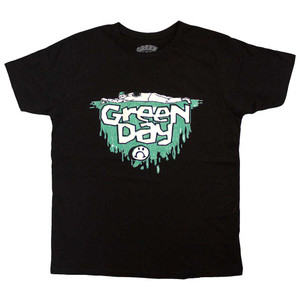 Green Day Unisex T-Shirt: Kerplunk Logo Sad Face(Black)