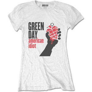 Green Day Ladies T-Shirt: American Idiot (White) Green Day Ladies T-Shirt: American Idiot (White)