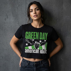 Green Day Ladies Crop Top: American Idiot Wings (Black)