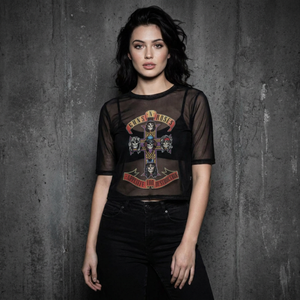 Guns N' Roses Ladies Crop Top: Appetite For Destruction (Black) (Mesh)