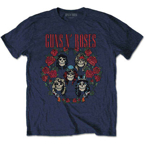 Guns N' Roses Unisex T-Shirt: Skulls Wreath (Navy Blue) Guns N' Roses Unisex T-Shirt: Skulls Wreath (Navy Blue)
