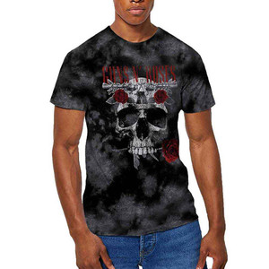 Guns N' Roses Unisex T-Shirt: Flower Skull (Dip-Dye On Grey) (Wash Collection) Guns N' Roses Unisex T-Shirt: Flower Skull (Dip-Dye On Grey) (Wash Collection)