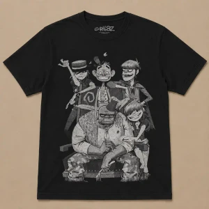 Gorillaz Unisex T-Shirt: George Spray (Black) (Back Print)