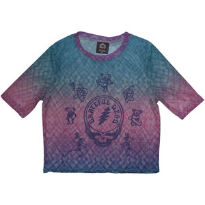 Grateful Dead Ladies Crop Top: Dead Egyptian Gradient (Blue) (Mesh) Grateful Dead Ladies Crop Top: Dead Egyptian Gradient (Blue) (Mesh)