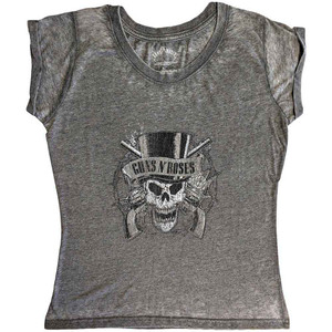 Guns N' Roses Ladies Burnout T-Shirt: Faded Skull (Charcoal Grey) Guns N' Roses Ladies Burnout T-Shirt: Faded Skull (Charcoal Grey)