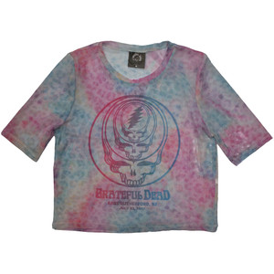 Grateful Dead Ladies Crop Top: Concentric Skulls (Light Blue) (Mesh) Grateful Dead Ladies Crop Top: Concentric Skulls (Light Blue) (Mesh)