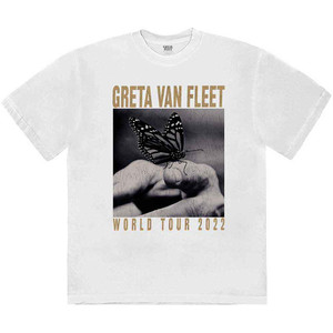 Greta Van Fleet Unisex T-Shirt: World Tour Butterfly (White) Greta Van Fleet Unisex T-Shirt: World Tour Butterfly (White)