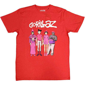 Gorillaz Unisex T-Shirt: Cracker Island Standing Group (Red) Gorillaz Unisex T-Shirt: Cracker Island Standing Group (Red)
