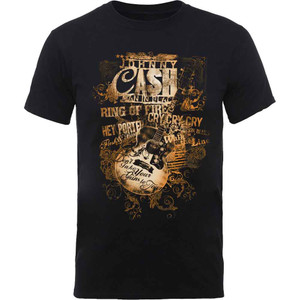 Johnny Cash Unisex T-Shirt: Guitar Song Titles (Black) Johnny Cash Unisex T-Shirt: Guitar Song Titles (Black)