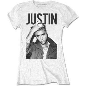 Justin Bieber Ladies T-Shirt: Bold (White) Justin Bieber Ladies T-Shirt: Bold (White)