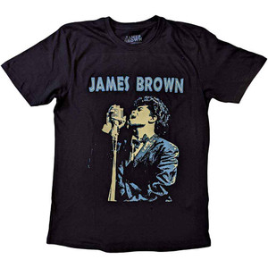 James Brown Unisex T-Shirt: Holding Mic (Black) James Brown Unisex T-Shirt: Holding Mic (Black)