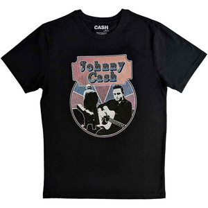 Johnny Cash Unisex T-Shirt: Walking Guitar & Front On (Black) Johnny Cash Unisex T-Shirt: Walking Guitar & Front On (Black)