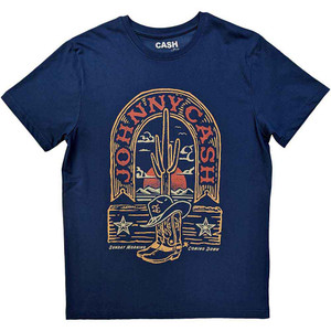 Johnny Cash Unisex T-Shirt: Sunday Morning (Denim Blue) Johnny Cash Unisex T-Shirt: Sunday Morning (Denim Blue)